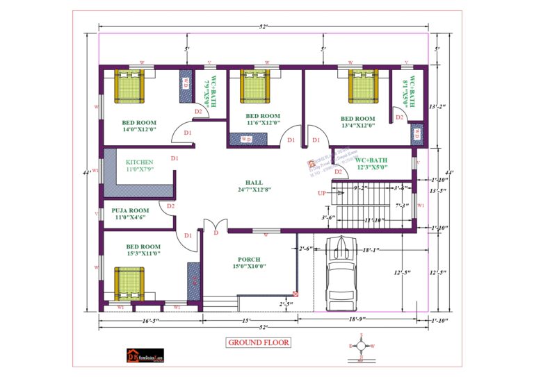 52X44 Affordable House Design - DK Home DesignX