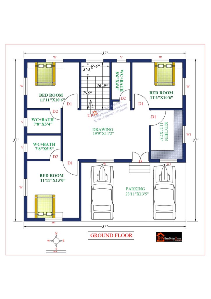 37X37 Affordable House Design - DK Home DesignX