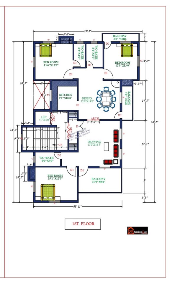 45X85 Affordable House Design - DK Home DesignX