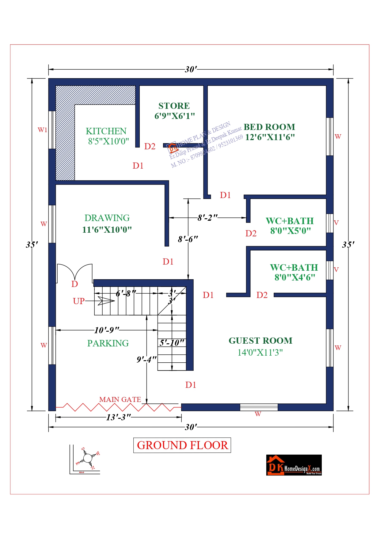 30X35 Affordable House Design DK Home DesignX   TX353 GROUND FLOOR Page 0001 