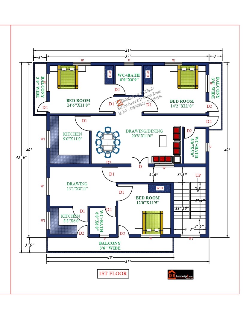 43X40 Affordable House Design - DK Home DesignX