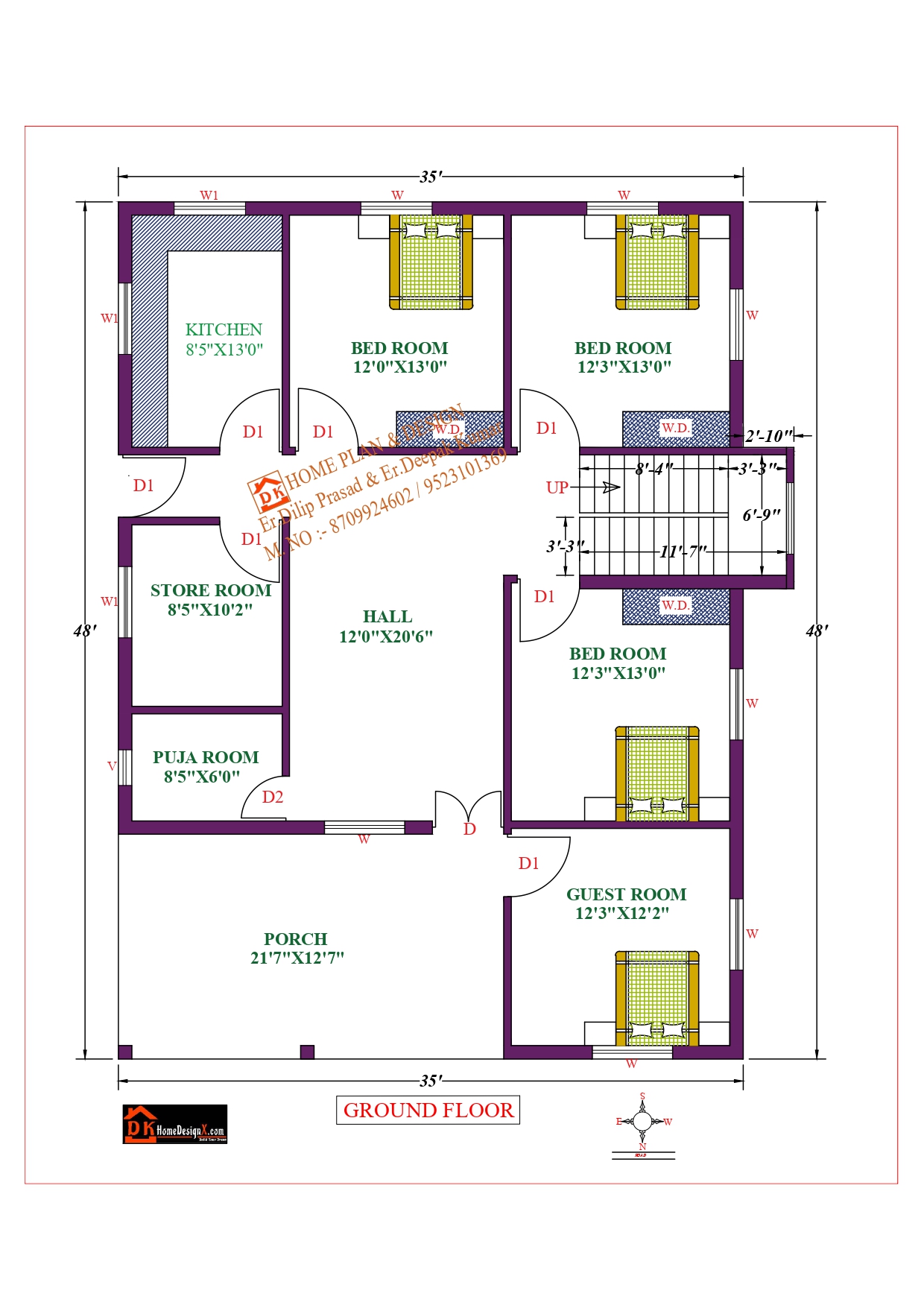 Plan#63 1541 Sq Ft custom home design DWG and PDF