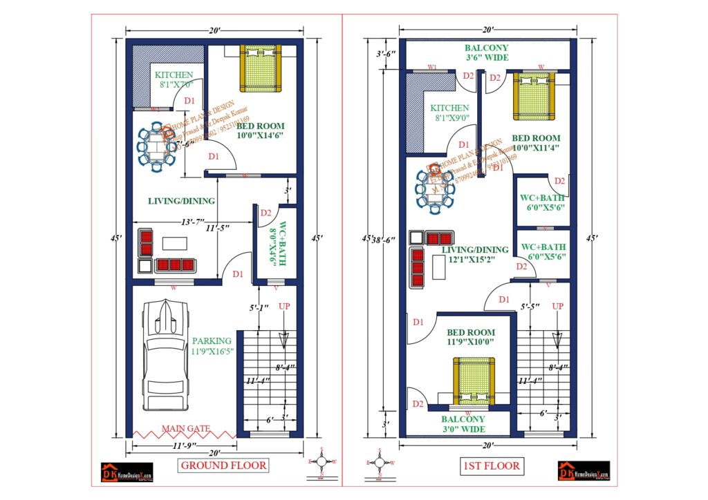 20X45 Affordable House Design - DK Home DesignX