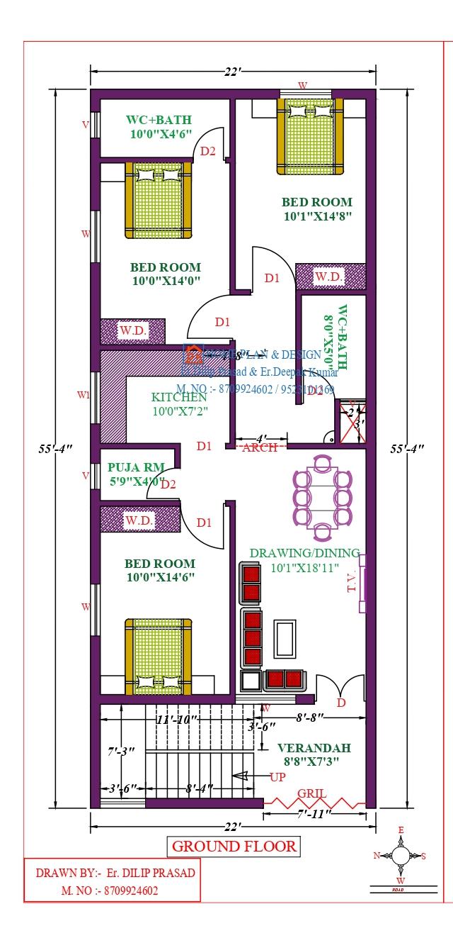 22X56 Affordable House Design - DK Home DesignX