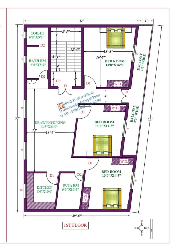 32X52 Affordable House Design - DK Home DesignX