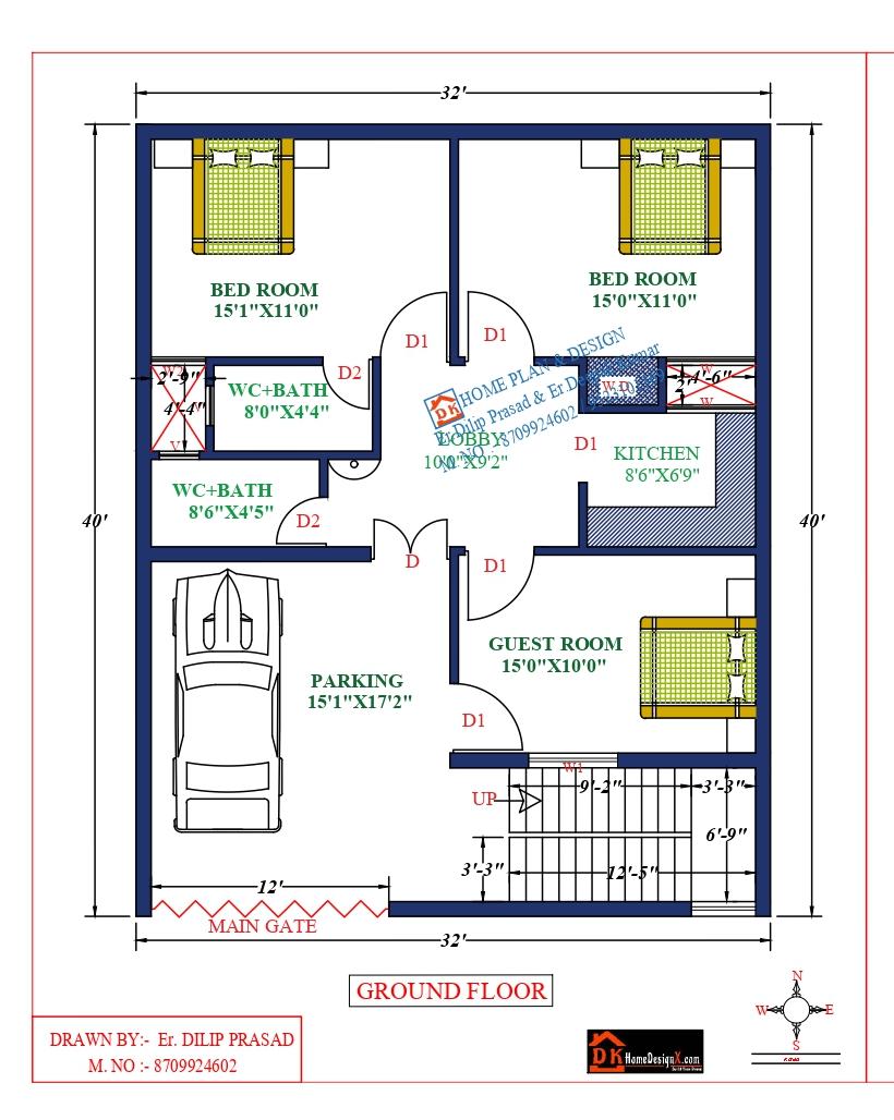 32X40 Affordable House Design - DK Home DesignX