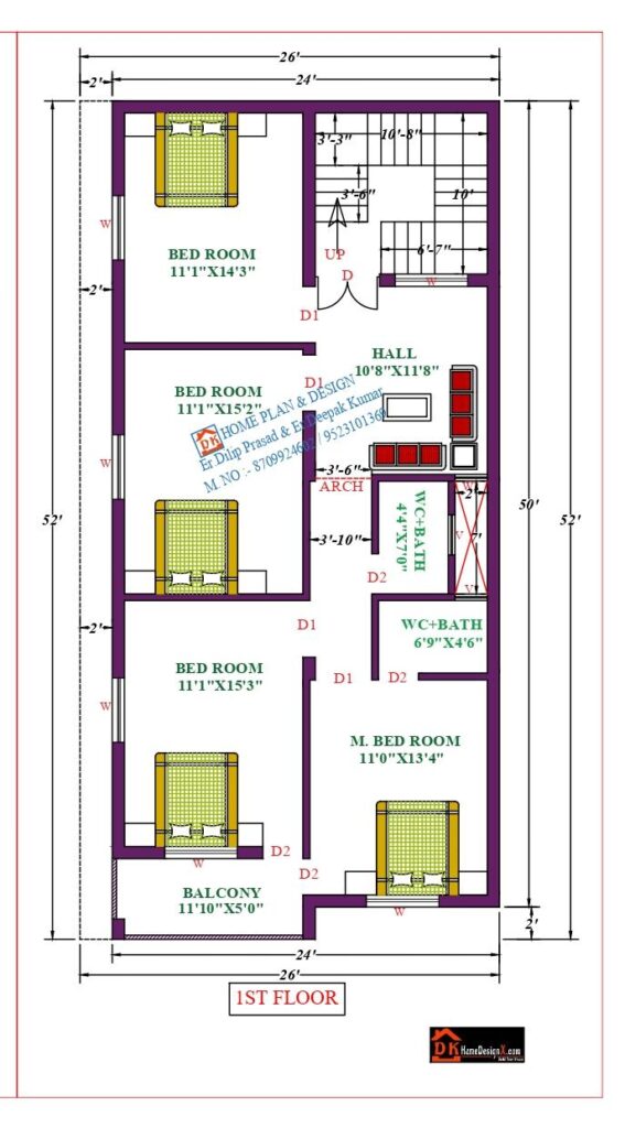 24X52 Affordable House Design - DK Home DesignX