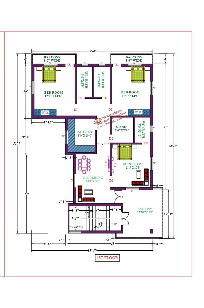 36X55 Affordable House Design - DK Home DesignX