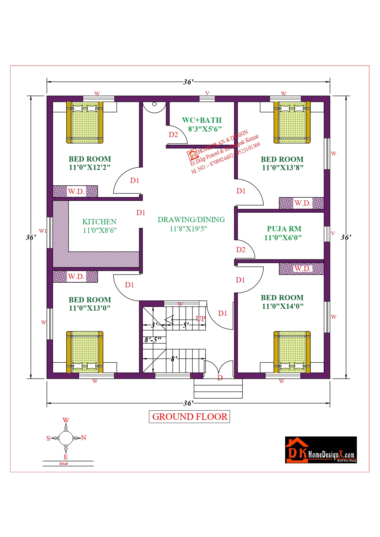 36X36 Affordable House Design - DK Home DesignX