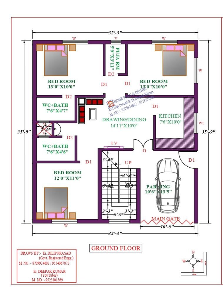 33X36 Affordable House Design - DK Home DesignX