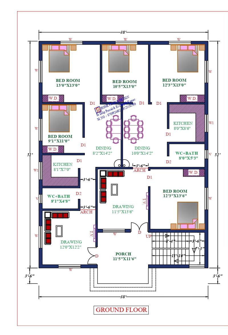 38X54 Affordable House Design - DK Home DesignX