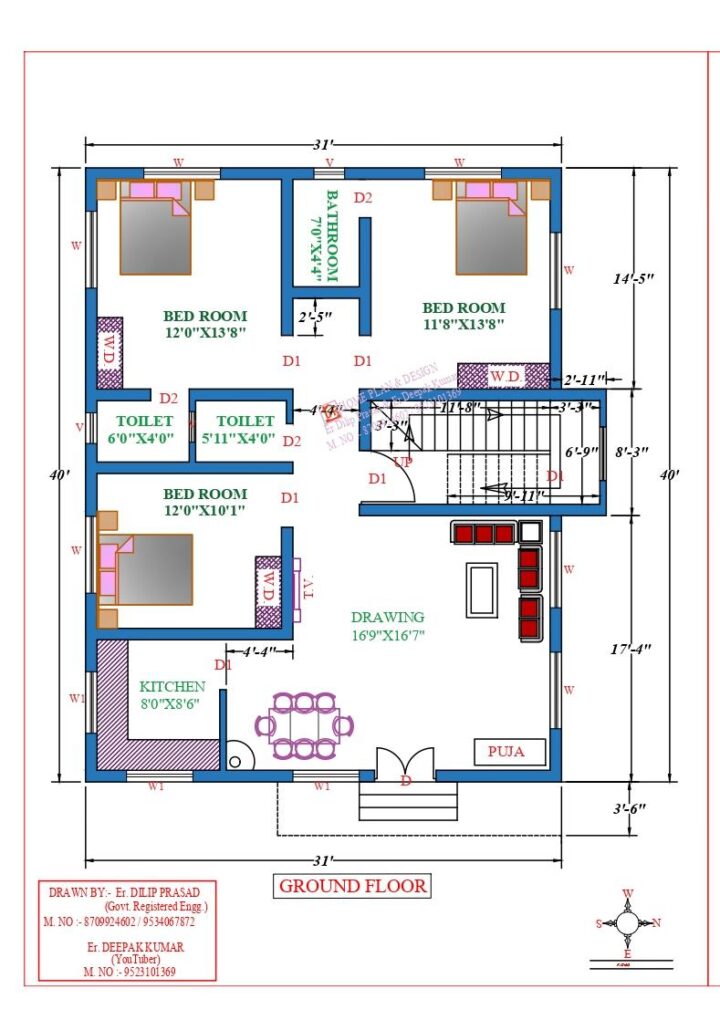 33X47 Affordable House Design - DK Home DesignX