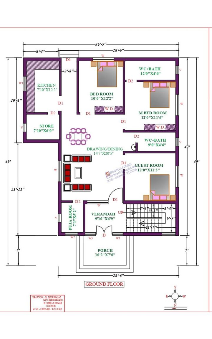 37X49 Affordable House Design - DK Home DesignX