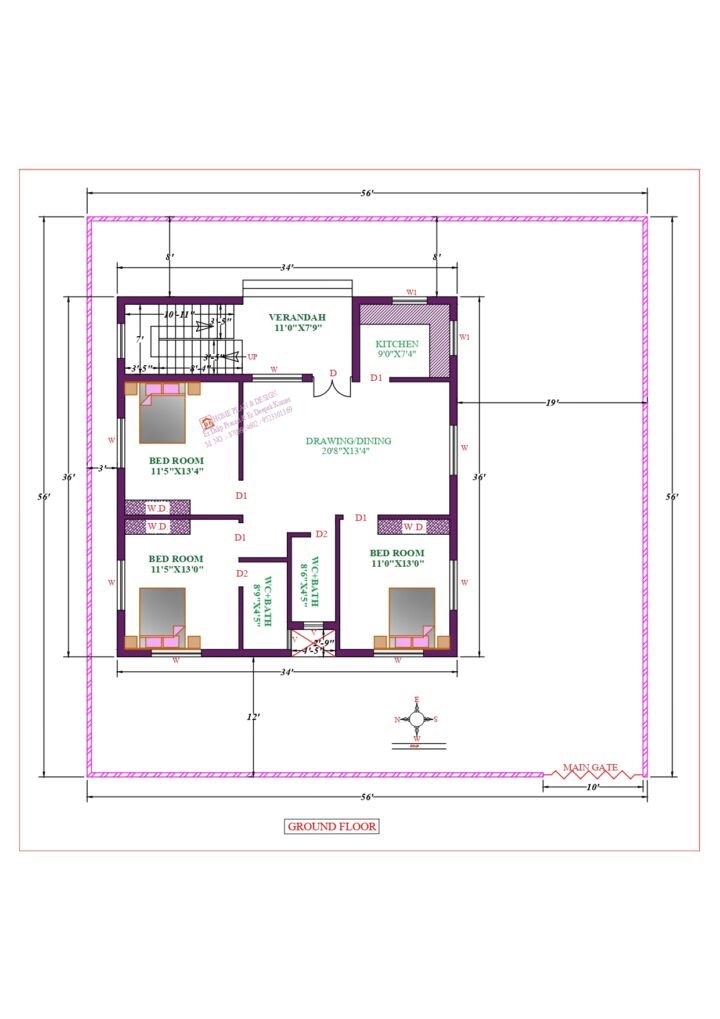 34X36 Affordable House Design - DK Home DesignX