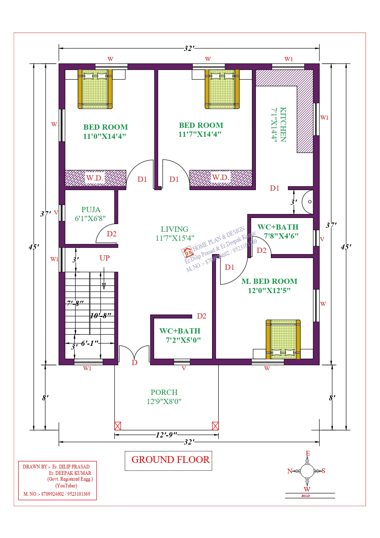 32X37 Affordable House Design - DK Home DesignX