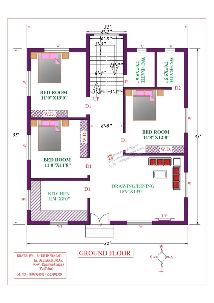 32X35 Affordable House Design - DK Home DesignX