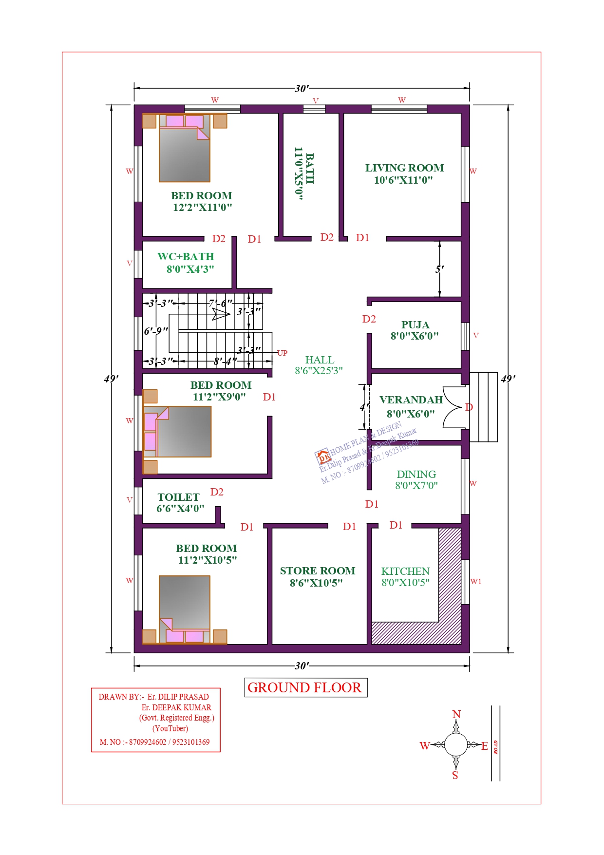 30X49 Affordable House Design - DK Home DesignX