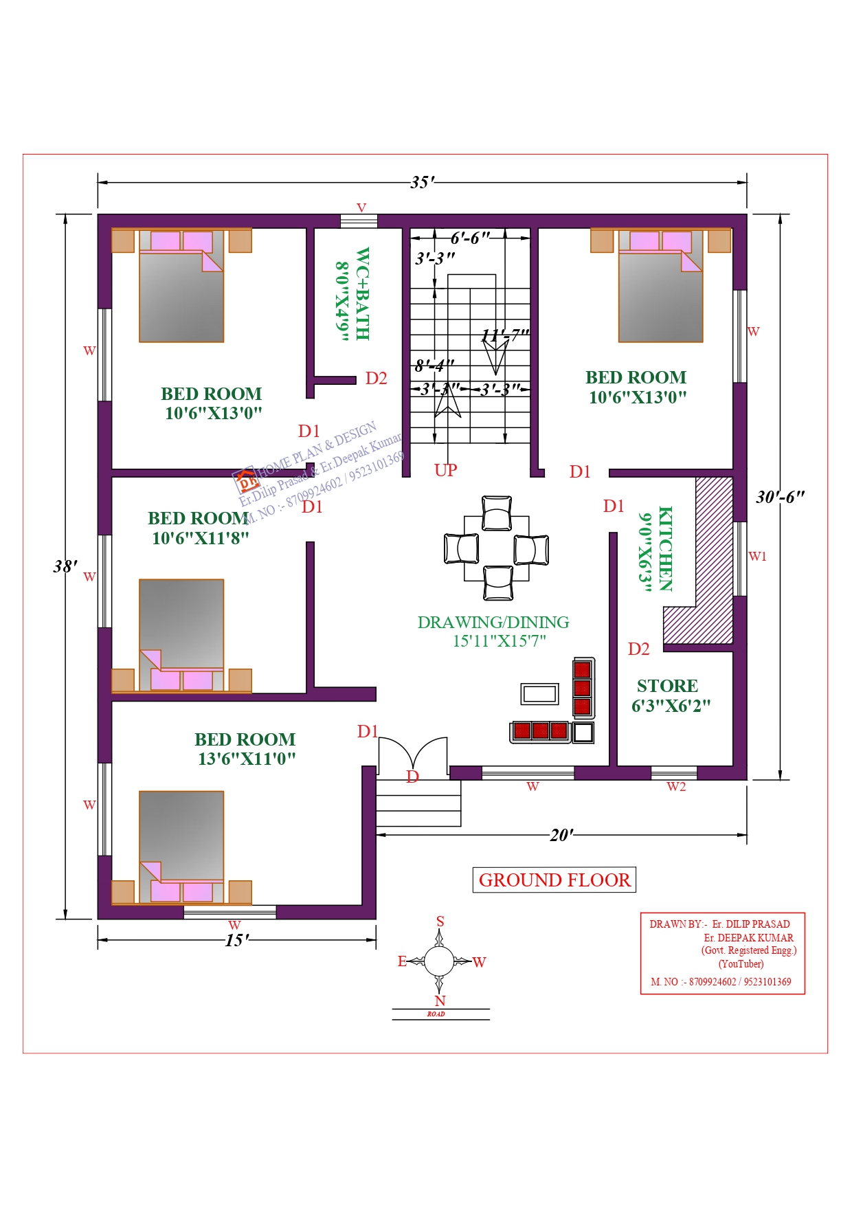 35X38 Affordable House Design - DK Home DesignX