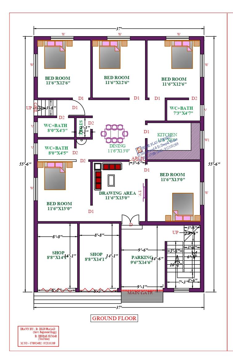 37X59 Affordable House Design - DK Home DesignX