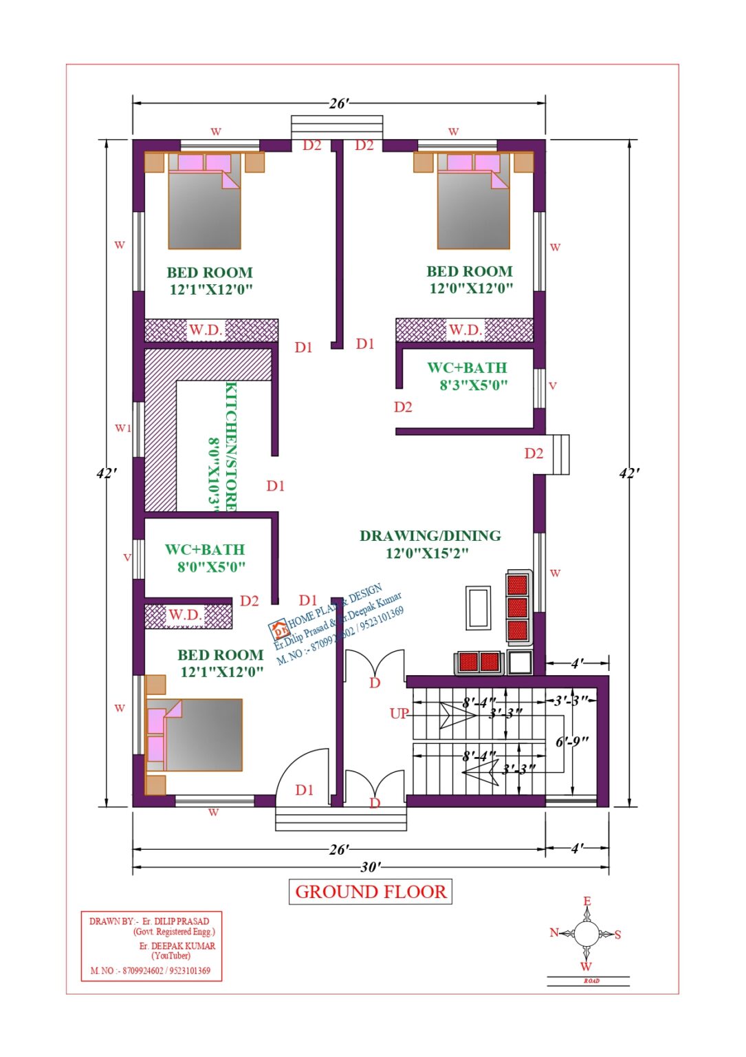 30X42 Affordable House Design - DK Home DesignX